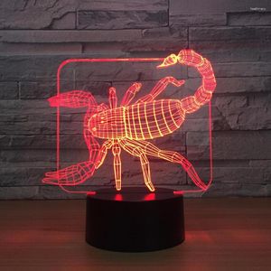 Gece Işıkları Scorpion USB Yaratıcı Başucu 3D Lamba Dekoratif Noel Süslemeleri Bebek Odası Sevgililer Günü için Hediye