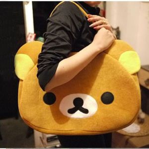 Akşam çantaları anime san-x rilakkuma sevimli büyük çanta çanta omuz çantası peluş rahat kahverengi ayı 230718
