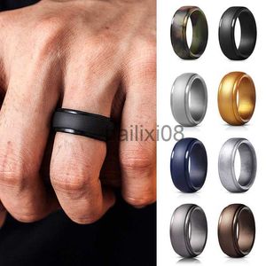Anéis de banda masculinos femininos novos anéis de silicone masculinos tamanho 7-12 hipoalergênicos flexíveis masculinos elásticos de casamento 8 mm silicone de grau alimentício anel de dedo J230719