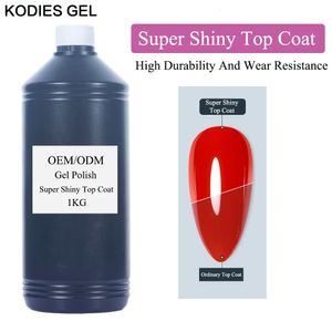 Обработка ногтей Kodies Gel Super Shine Top Toat No Wipe UV -гель лак для ногтей 1 кг бриллиант блестящий твердый верх