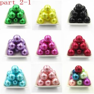 Other Whole Part 2-1 6mm-8mm-10mm-12mm-14mm-16mm-18mm-20mm Imitation Acrylic Pearl Chunky Beads DIY Hand Made Jewelry Beads249I