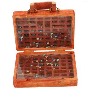 Mücevher torbaları taş kılıfı süslemek ahşap organizatör ekran kutusu değerli taş bavul depolama kristal mineral koleksiyon dolapları