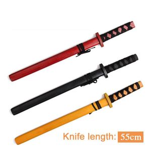 LED Işık Çubukları Ahşap Kılıç Mini 55cm Simüle Animasyon Prop Silah Anime Katana Samurai Cosplay Ninja Performans Props Hediye Oyuncakları Çocuklar için 230719