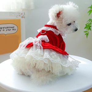Köpek Giyim Büyüleyici Prenses Elbise Bow Tie Dantel Döşeme Nefes Alabaç Dikiş Chihuahua Kıyafetleri Küçük Köpekler