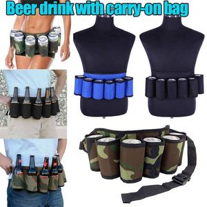 Boyun bağları taşınabilir 6 paket bira şarap şişesi içecek soda kılıfı içecek bel çanta parti tutucu kemer tırmanma kamp yürüyüşü 230718