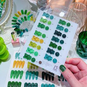 Полон ногтевой лак зеленый серия неоновых отражений флеш -гель цветовой лазерный гель -лазер Полу постоянного ногтей.