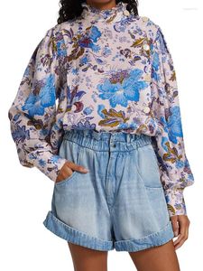 Kadın Bluzları Kadın Gömlek Sonbahar Bahar Tarzı Retro Dantel Yaka Zarif Çiçek Tek Göğüslü Yüksek Kartı Bluz