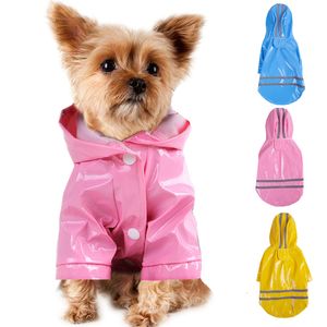 Köpek giyim yaz açık köpek evcil hayvan yağmur ceket S-XL kapüşonlu su geçirmez ceketler PU yağmurluk köpekler için kediler giyim kıyafetleri toptan 230719