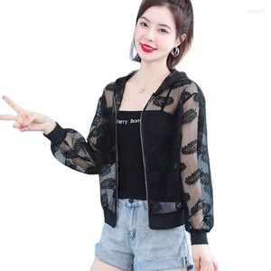 Women's Jackets Summer Printing Mesh Sun Protection Clothing Hooded Coat The Thin Outdoor Breathable Leisure Female Short Jacket