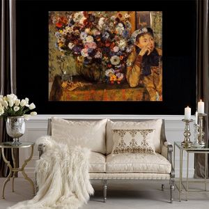 Figüratif sanat kadını çiçeklerin yanında oturdu Edgar degas el yapımı romantik sanat eseri oturma odası için mükemmel duvar dekoru