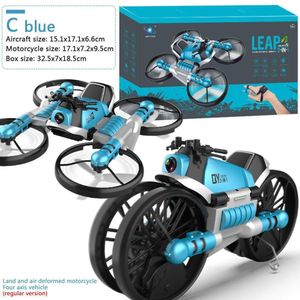 Электрический RC CAR 2 4G Дистанционное управление деформированное мотоцикл Высоко определения камера Аэрофотография Дрон 2 в 1 складной квадрокоптер 230719