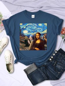 Benim ve Mona Lisa Baskı T-Shirt Moda Tshi