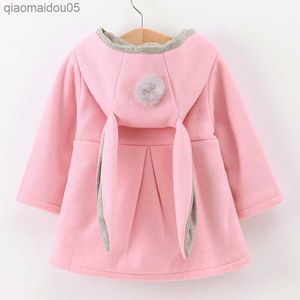 Baby Kid Girls Jackets Spring Autumn Rabbit Ear Cotton Winter Outerwear Children Hooded Coats 1 2 3 4 5 Year old Toddler Clothes L230712