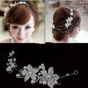 2019 Spring Bridal Tiaras Crowns Stock Headsdel Wedding Accessories Accessories Faux Pearl Flower Fevinator блестящий хрустальный тиара Red Brid309y