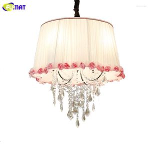 Подвесные лампы Fumat Modern K9 Crystal Lights Розовая ткань для гостиной