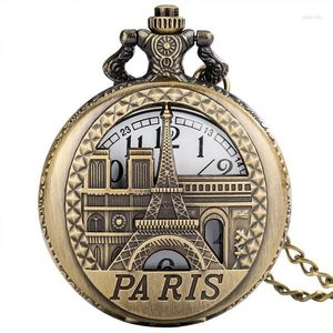 Карманные часы 50 шт./Лот винтажный бронзовый парижский башня кварцевая ожерель