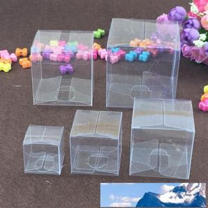 Gemi 50pcs Square Plastik Açık PVC Kutuları Şeffaf Su Geçirmez Hediye Kutusu PVC Taşıma Kılıfları Takı Şeker için Ambalaj Kutusu Toy231o