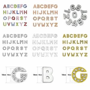 130pcs 10mm İngilizce harfler boncuk kapakları A-Z altın renk tam rhinestone slayt Charms DIY aksesuar uyumu