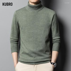 Men's Sweaters KUBRO 2023 Autumn Winter High Quality Turtleneck Wool Sweater Solid Color Knit Tight Warm Casual Bottom Pullover Top