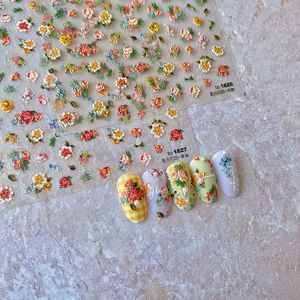Наклейки наклейки 10 штук/партия ретро -садовые цветочные наклейки для ногтей с нерегулярными цветовыми рисунками декоративные наклейки для ногтей Diy Foil Art Crafts 230718