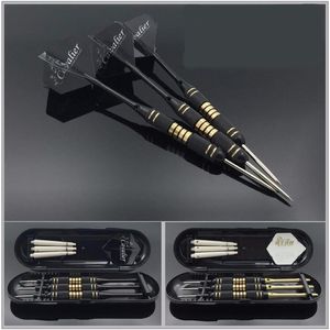 3pcs set Professional Darts Carry Box 24g 25g Black Golden Color Steel Tip With BrassShafts Hunting darts Dart suit226x