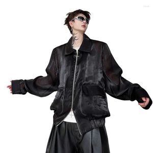 Erkek Ceketler Erkek Kadınlar Yaz Nefes Alabası Organza Moda Gevşek Nedensel Güneş Kremi Kısa Ceket Çift Sokak Giyim Vintage İnce Kat