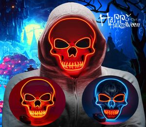 Halloween LED Light Up Mask LED Scary Skull Mask Creepy Cosplay Mask for Festival Parties Costume6151339 Best quality