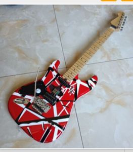 Eddie Van Halen Sol el kalıntısı elektro gitar beyaz siyah şerit kırmızı vücut akçaağaç boynu yüksek kalite