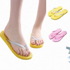 Женщины Gilrs Summer Dot Beach Flip Flops S Anti Slip Slipper Casual Shoes Home Slippers Женщины Chaussons Pour Femme#D3 E2TW##