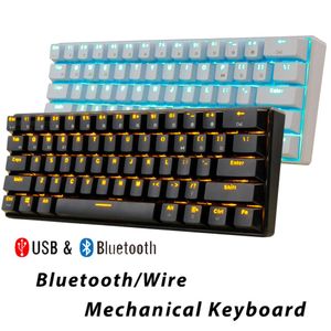 Bluetooth беспроводная клавиатура Механические игровые клавиатуры Slim 61 Keys RGB Single Backlit Bearlit Support Wins Android IOS234L