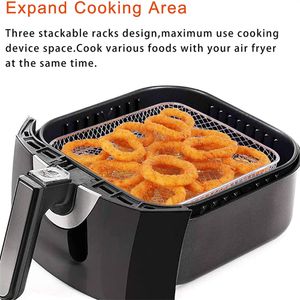 Pişirme eşyaları tüper hava fritöz aracı ninja için 304 paslanmaz çelik pişirme tepsisi dehidratör kavurma tost ızgara rafı mutfak aksesuarları 230719