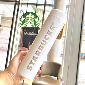 Starbucks Pearl Beyaz Mektup Logosu Paslanmaz Çelik Vakum Kupası Çıkış Door Sport Coffee Tumbler 473ml217s