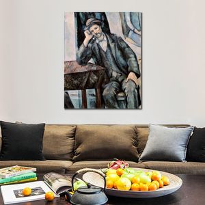 Современное абстрактное искусство на холсте, человек, курящий трубку Пол Сезанн Текстурированная ручная картина маслом декор стены