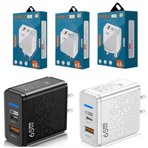 65W GAN USB Charger Adapter Adapter для ноутбука PD 33W Зарядное устройство тип C быстрое зарядное устройство для iPad iPhone 14 13 Huawei Xiaomi Samsung Universal Adapter Adapter Adapter Plug с коробкой