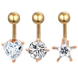 14G Belly Navel Halka Karışımı 3 Stil 24 PCS Lot Clear Zircon Kadın Göbek Düğmesi Yüzük Gövde Piercing Jewlry 14G Yıldız Dungle Gauge GIR201A