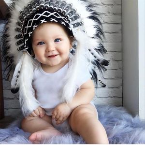 Bebek Ev Aksesuarları Uyna Indian Style Head Band Çocuk Tüy Çiçek Headdress Party Hat Bebek Po Pan Pers Dekorasyon Çelenk Saç 230719