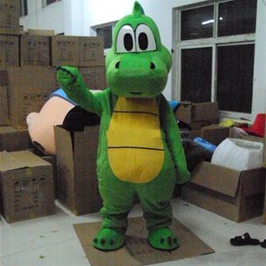 2018 İndirim Fabrikası Yoshi Dinozor Maskot Kostümü Yetişkin Boyut Yeşil Dinozor Karikatür Kostüm Partisi Fantezi Elbise304L