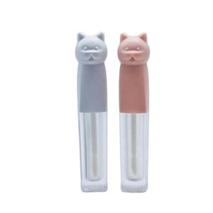 Tam Diy Kedi Şekli Dudak Parlatıcı Tüp Ambalajı 3ml Pembe Boş Lipgloss Tüpler Konteyner Yeniden doldurulabilir Ruj Şişesi Dudak Bott349a