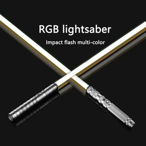 LED Light Sticks RGB Metal Lightsaber Laser Sword Sabre De Luz FOC Rave Weapon Dueling Flashing Toy 7 Color Changing Kpop Lightstick 230720