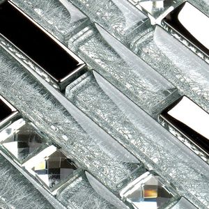 Elmas Cam Fayans Mutfak Backsplash Gümüş Ayna Karşılıklı Kristal Cam Duvar Banyo Fayansları SSMT311278Z