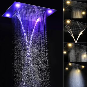 Modern lüks büyük akışlı yağış LED duş başlıkları çok fonksiyonlar yağmur led duş başlık tavan şelale sis 600x800mm duş213y