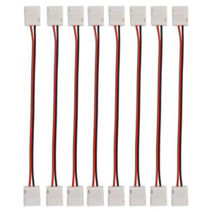 100pcs 8mm 2pin LED konektör 10mm LED konektör adaptör kablo şeridi 5050 3528 tek renkli LED Strip253L