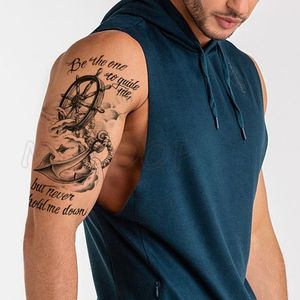 Временные наклейки с татуировкой руль якорь океанские волны фальшивые тату
