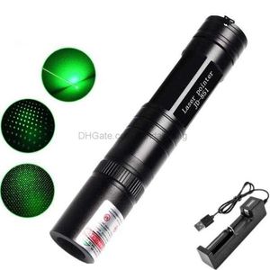 Star Lights Rechargeable Green Laser Light flashlight High Power Aluminum 50mw 532nm Strong Laser Pointer pen with Battery Charger portable cat chase toy