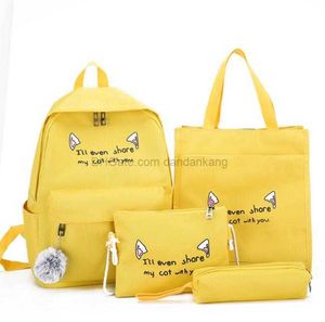 Детские школьные сумки мальчики девочки 4pcs для детей рюкзак для подростковой книжной сумки набор учеников карандаш случайный подросток Canvas School Back Rucksack Оптовые