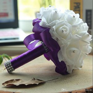 Дешевая пена розовая свадьба свадебное букет свадебное украшение кристаллы искусственная цветочная подружка невесты с свадебной рукой с брушкой цветы 285M