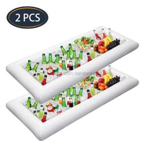 Gonfiabile Bar di Servizio Insalata Vassoio per Il Ghiaccio Contenitori per Bevande Alimentari Nuoto Piscina Acqua Galleggiante Secchiello per Birra- Barbecue Picnic Piscine Forniture per Feste Gonfiabile Buffet Luau Cooler