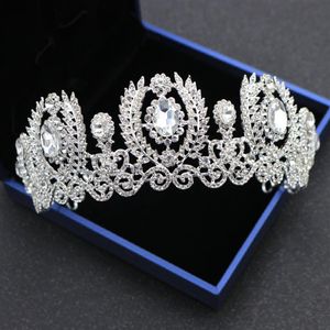 Lüks Barok Kraliçe Kristaller Düğün Taçları Gelin Tiaras Elmas Takı Rhinestone Başlıkları Ucuz Saç Aksesuarları Pageant Ti3119