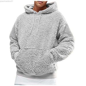 Erkek Hoodies Sweatshirts İngiltere Erkekler Moda Sıcak Kabarık Hoodie Pullover Polar Sweatshirt Sıradan Kapşonlu Katı Kat Jumper Sonbahar Kış L230721