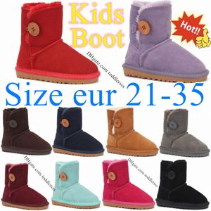 Дети австралийские классические пуговицы для девочек -сапоги для малышей детской обувь дизайнерские обувь молодежь пушистые кроссовки Baby Kid Winter Snow Boot Uggly Каштан красный черный Gre P9ke#